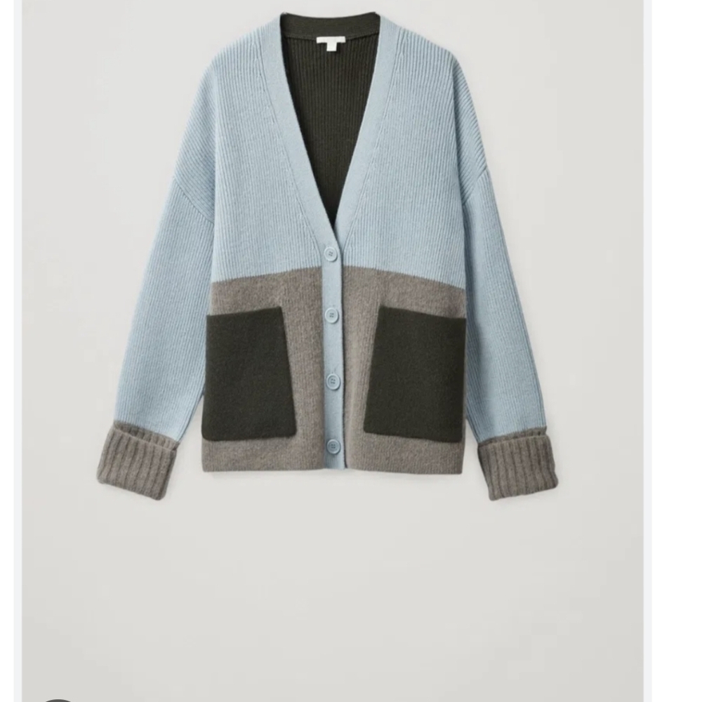 COS Oversized Wool-Alpaca Colorblock Cardigan - Picture 7 of 10